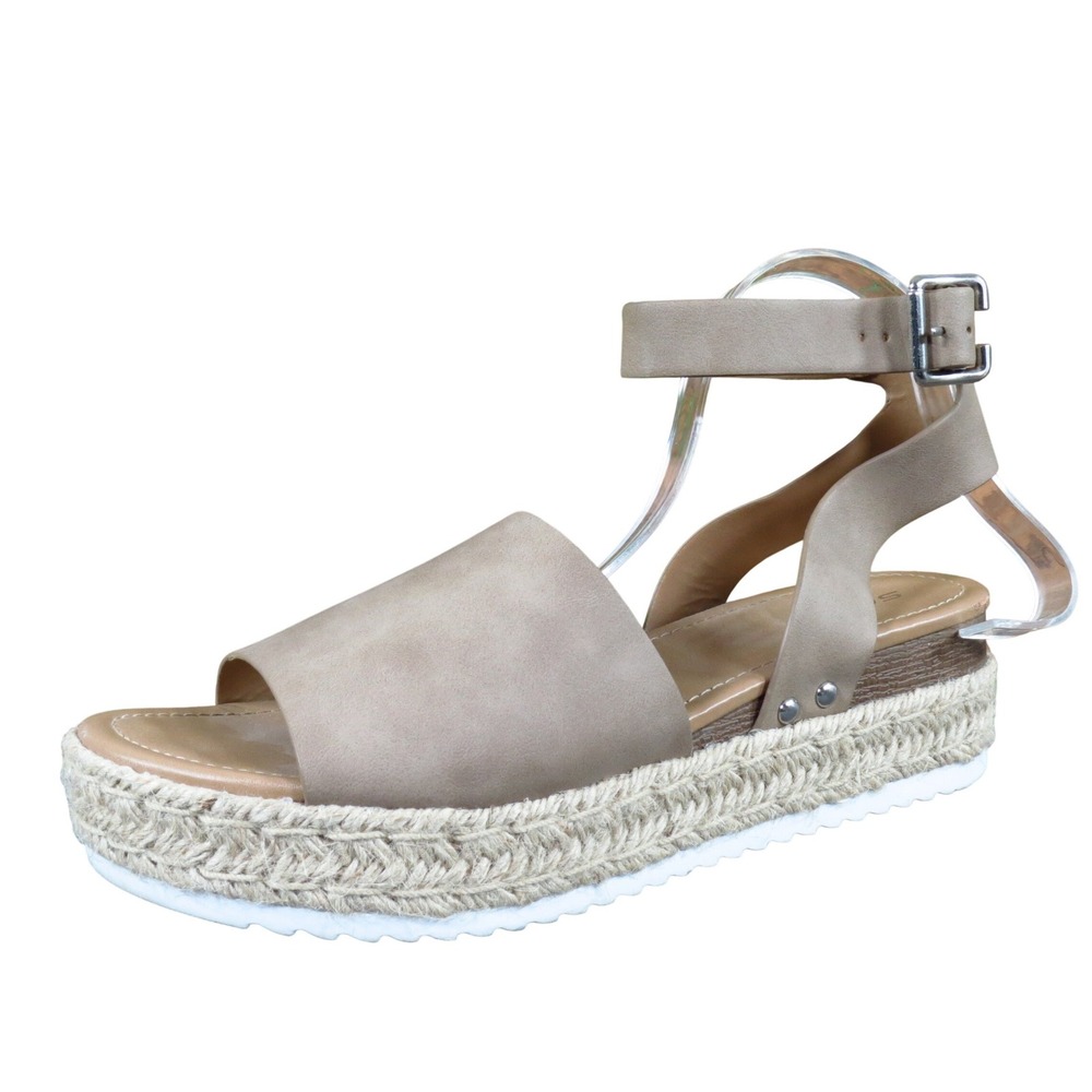 Soda Topic-S Women Platform Espadrille Wedge Sandals Size 11 Casual Taupe Tan‎